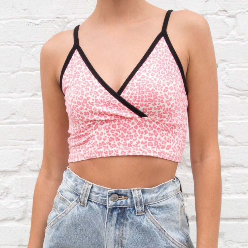 Brandy Melville Amara Cheetah Top Pink